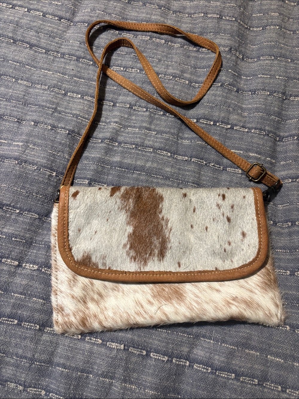 Myra Bag Brown and White Cowhide Crossbody